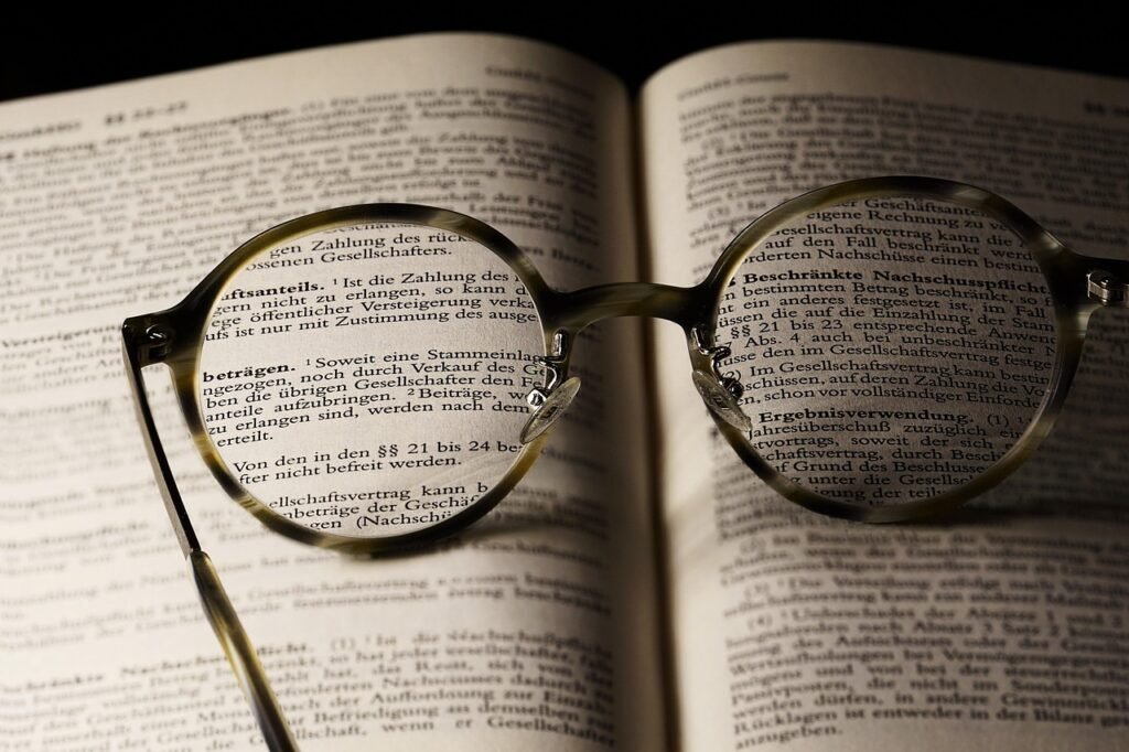 Reading glasses on a document