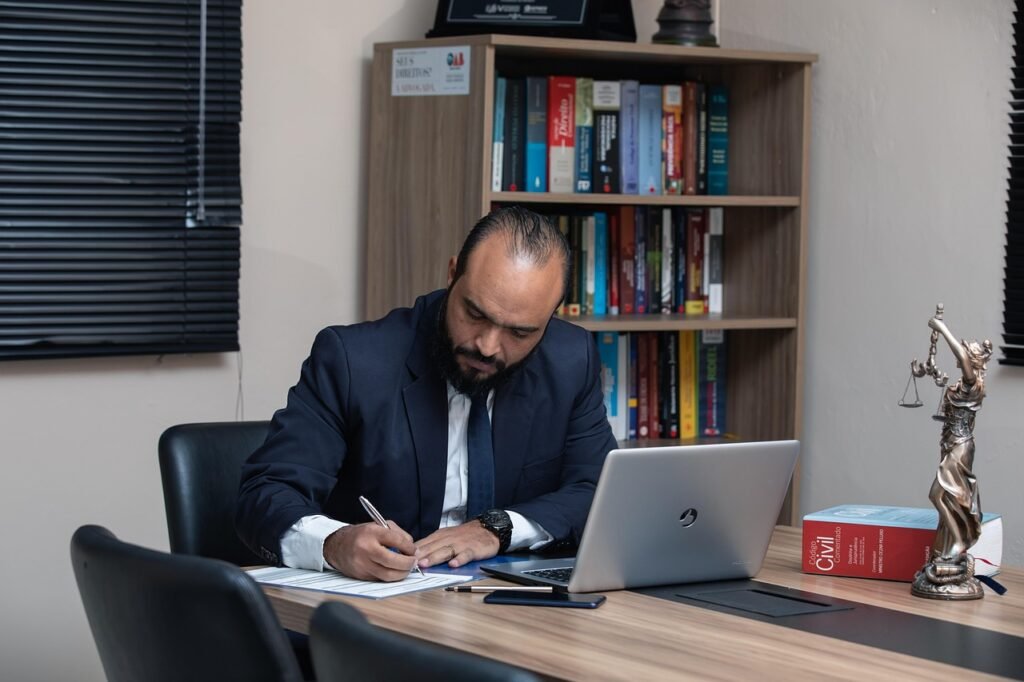 Man working at an office desk